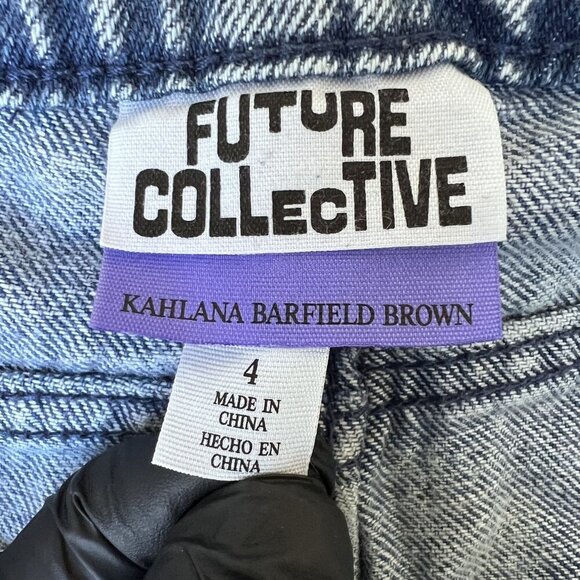 Future Collective Kahlana Barfield Brown Women 4 Utility Cargo Jeans Elastic Hem - Picture 10 of 12